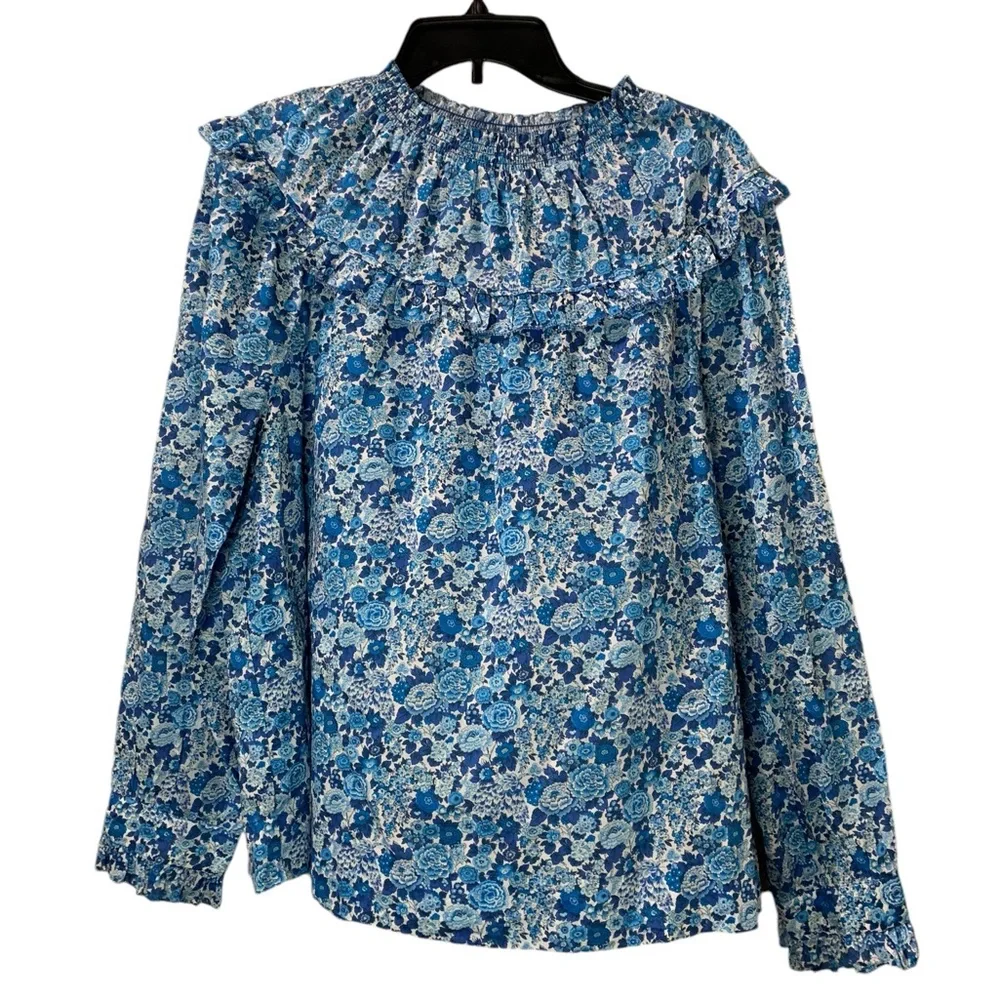 Smocked popover top in Liberty® Elysian Day floral size small